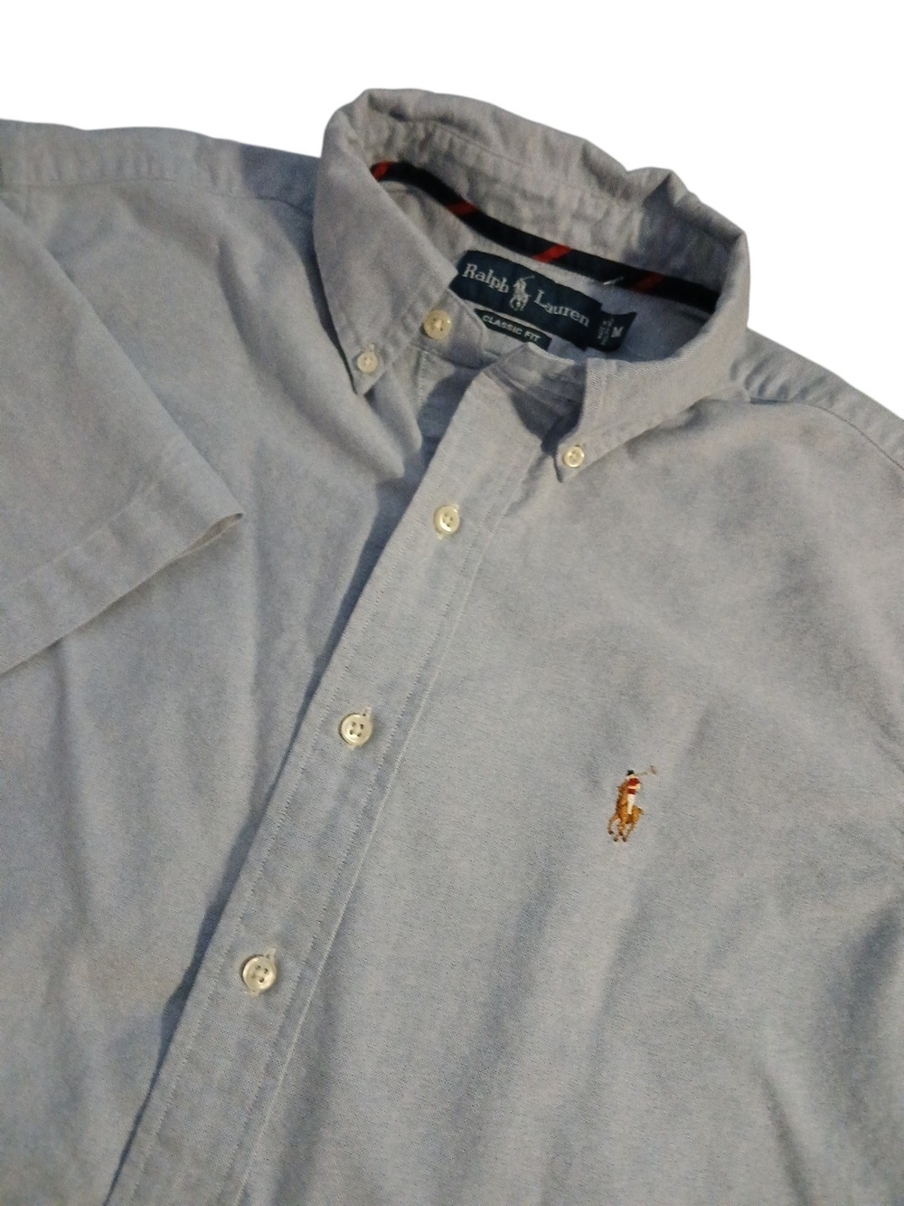 Ralph Lauren Classic Fit Light Blue Button-Down Oxford Short Sleeve Shirt Medium